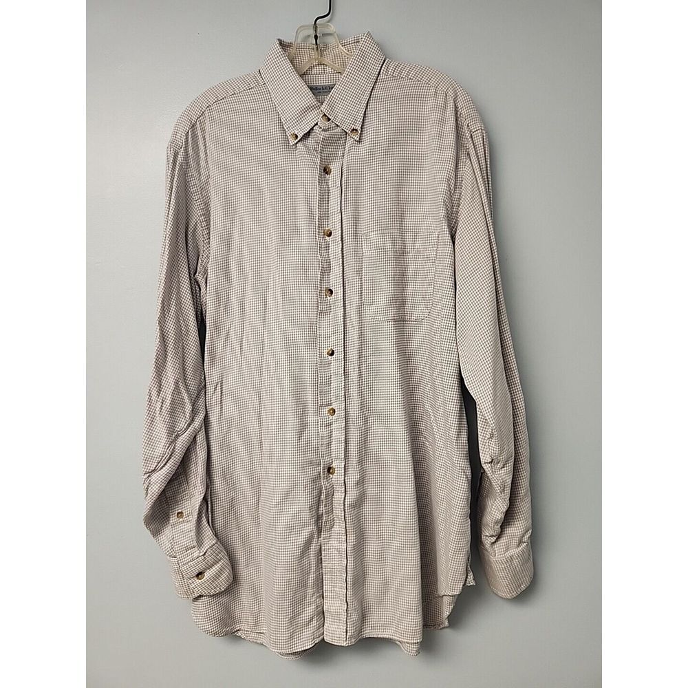 Bullock & Jones Shirt Men's L Gray & White Houndstooth Dress Shirt‎ Made In UK